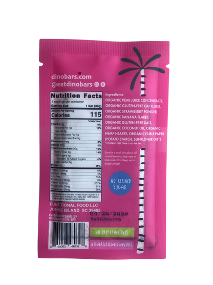 Dino Bar Strawberry Bar - (10 Pack) - 10 Bars - Fruit Bar