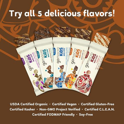 Gomacro Kids Macrobar Organic Vegan Snack Bars - Double Chocolate Brownie (0.90 Ounce Bars 7 Count) - Bars