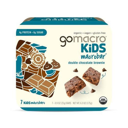 Gomacro Kids Macrobar Organic Vegan Snack Bars - Double Chocolate Brownie (0.90 Ounce Bars 7 Count) - Bars