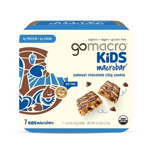 Gomacro Kids Macrobar Organic Vegan Snack Bars - Oatmeal Chocolate Chip Cookie (0.90 Ounce Bars 7 Count) - Bars