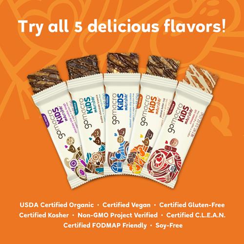 Gomacro Kids Macrobar Organic Vegan Snack Bars - Peanut Butter Cup (0.90 Ounce Bars 7 Count) - Bars