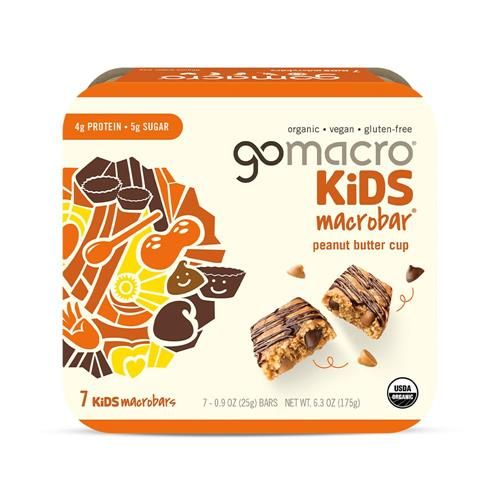 Gomacro Kids Macrobar Organic Vegan Snack Bars - Peanut Butter Cup (0.90 Ounce Bars 7 Count) - Bars