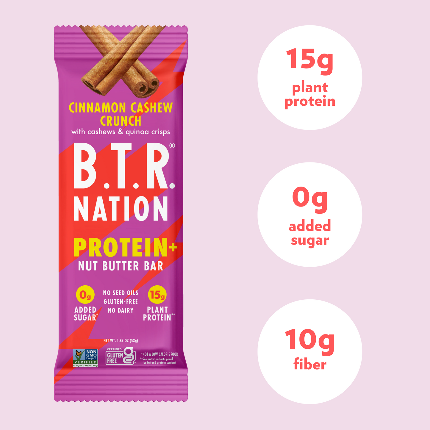 High Protein Cinnamon Cashew Crunch PROTEIN+ Bar (12 Count) - Nutrition Bars