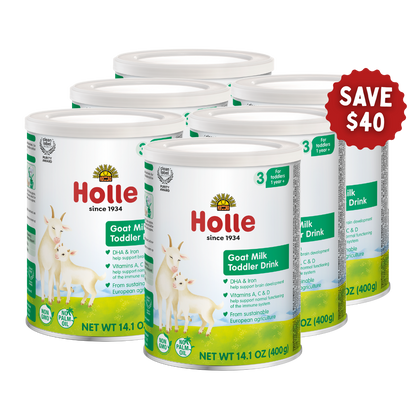 Holle Organic Goat Milk Toddler Drink - Stage 3 | Non GMO (14 oz) - 6 Tins - Toddler Goat Milk Powder