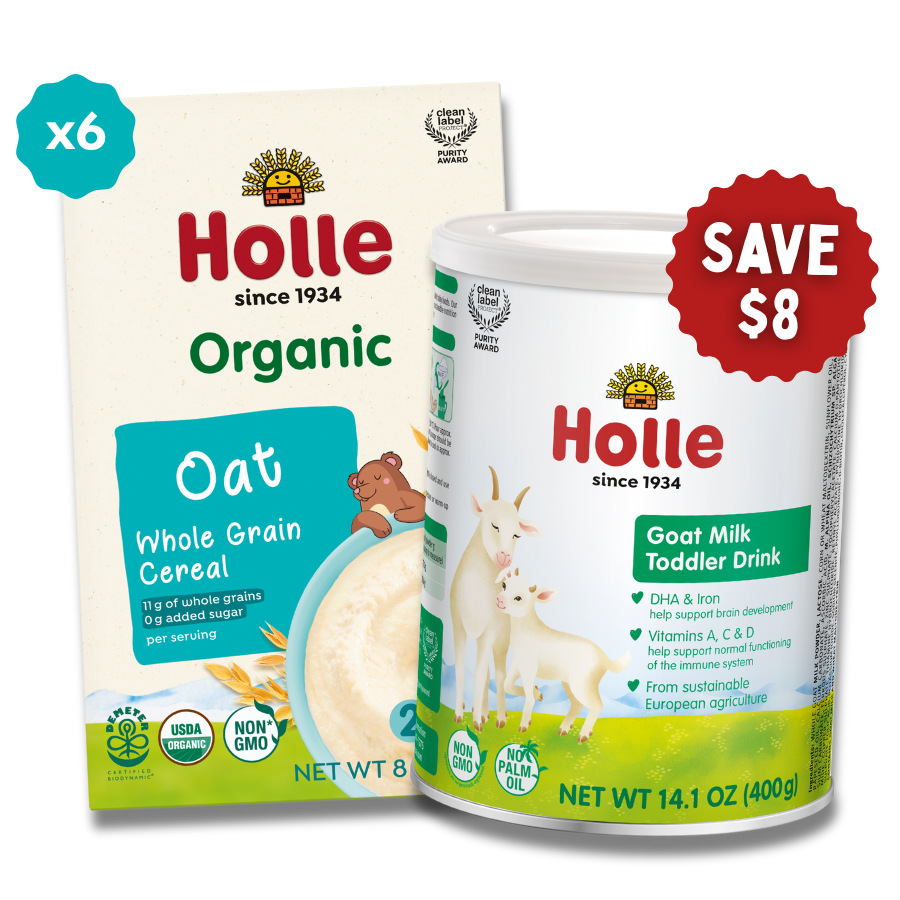 Holle Organic Goat & Oat Bundle: Goat Milk Toddler Drink and Oat Cereal - Baby Food