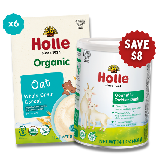 Holle Organic Goat & Oat Bundle: Goat Milk Toddler Drink and Oat Cereal - Baby Food