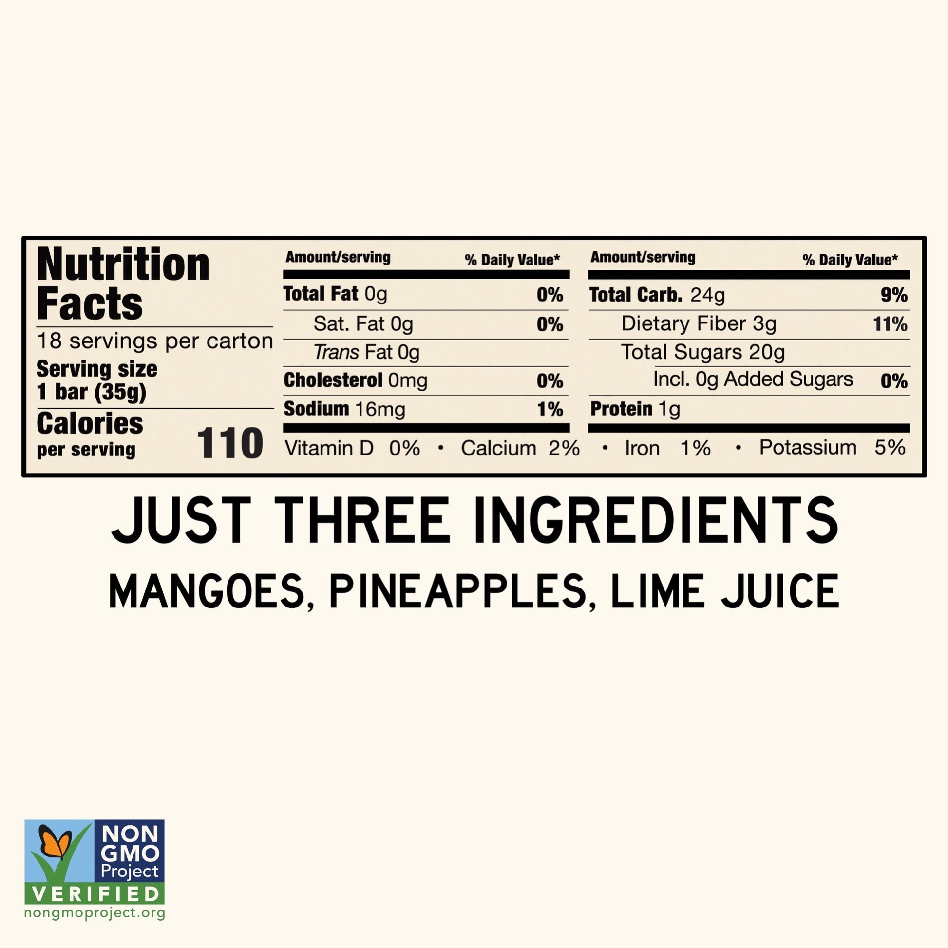 Mango Pineapple Lime Fruit Bars 18-Pack - Fruit Bars
