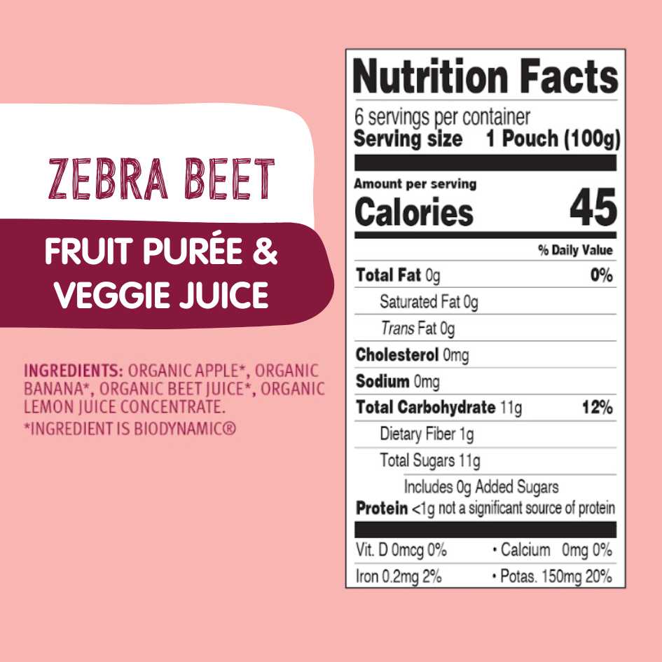 Organic Fruit & Veggie Purée - Zebra Beet - Organic Pouch