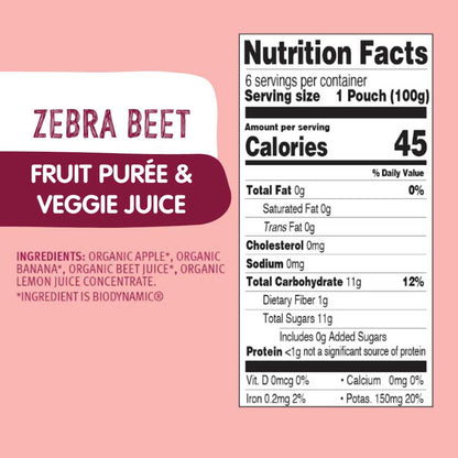Organic Fruit & Veggie Purée - Zebra Beet - Organic Pouch