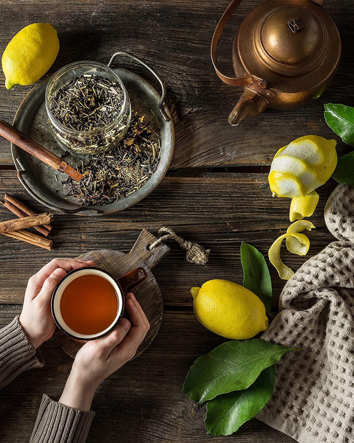 Green Rooibos Black Loose Tea, Energizing & Revitalizing Citrus Blend with Lemon Peel and Lemon Myrtle - Medium Caffeine - Organic & Kosher