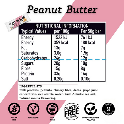 Peanut Butter Protein Bar 50g x 12 bars - Protein Bars