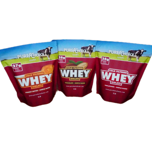 Pure Choice Farms 3 Flavor Whey Protein Isolate Combos - (Various Combinations Available) - Whey Protein