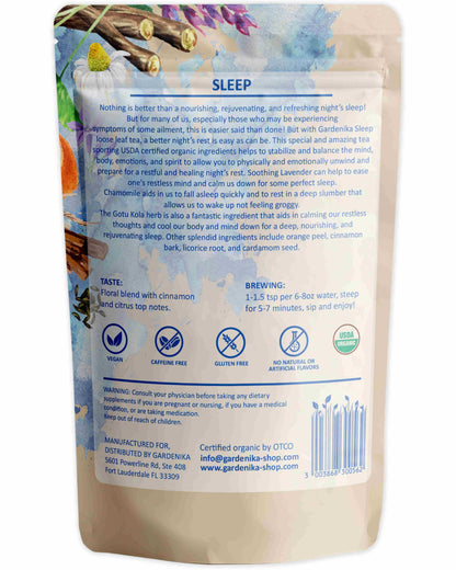 Sleep Calm Loose Tea, Evening Relaxation & Calm - Ayurvedic Blend with Chamomile - Lavender & Gotu Kola - Herbal & Caffeine Free - Organic & Kosher