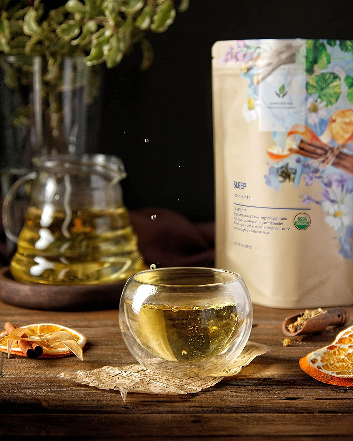 Sleep Calm Loose Tea, Evening Relaxation & Calm - Ayurvedic Blend with Chamomile - Lavender & Gotu Kola - Herbal & Caffeine Free - Organic & Kosher