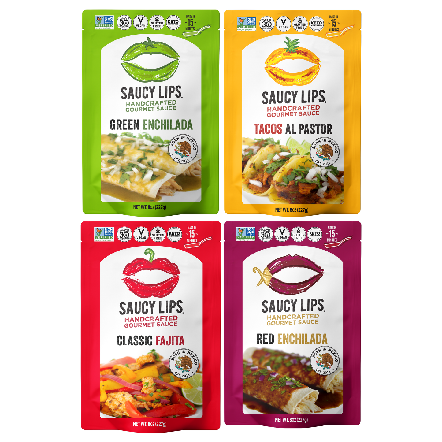 The Saucy Lips Four-Flavor Variety Pack - Mexican Cooking Sauce