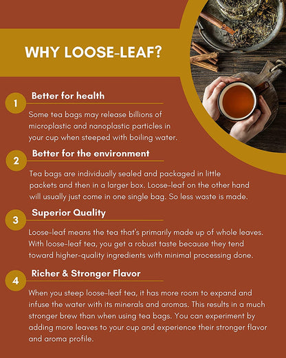 Green Rooibos Black Loose Tea, Energizing & Revitalizing Citrus Blend with Lemon Peel and Lemon Myrtle - Medium Caffeine - Organic & Kosher